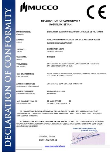Mucco CE Deklarasyon Obstruction Light 2024