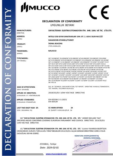 Mucco CE Deklarasyon Signal Beacons 2024