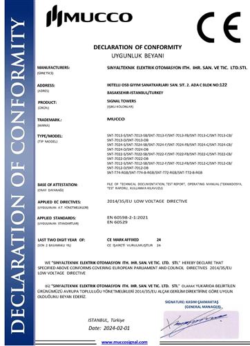 Mucco CE Deklarasyon Stack Lights 2024