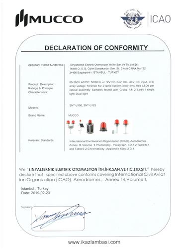 ICAO Annex 14 Declaration