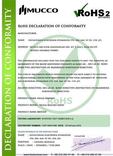 Mucco Signal Beacons RoHS Declaration
