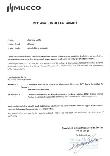 UV Declaration of Conformity